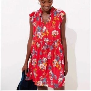 LOFT Red Floral Dress